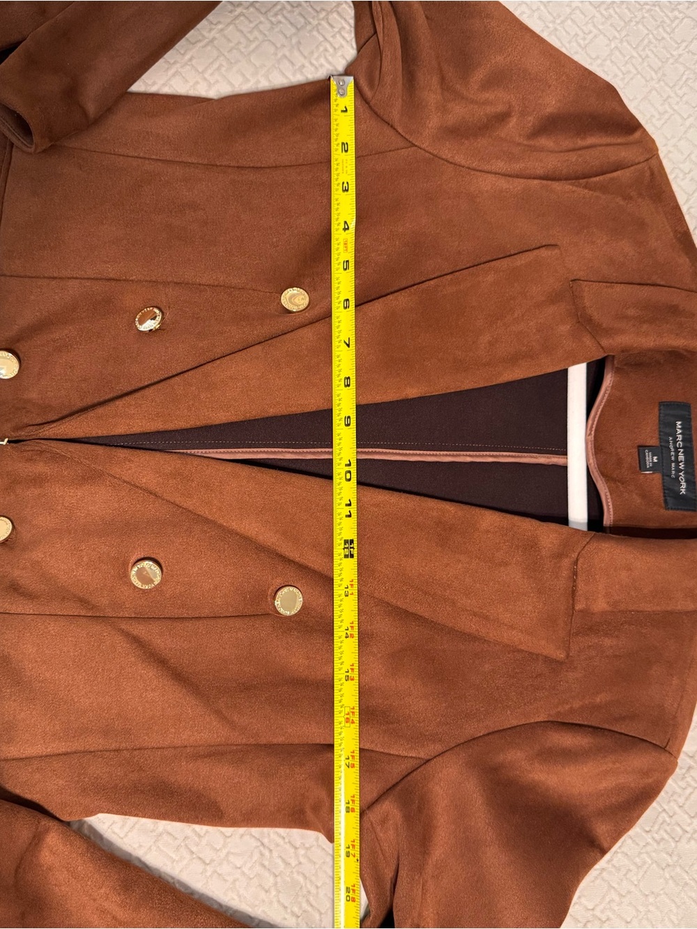 Marc New York Tan Suede Double-Breasted Blazer - Picture 4 of 6